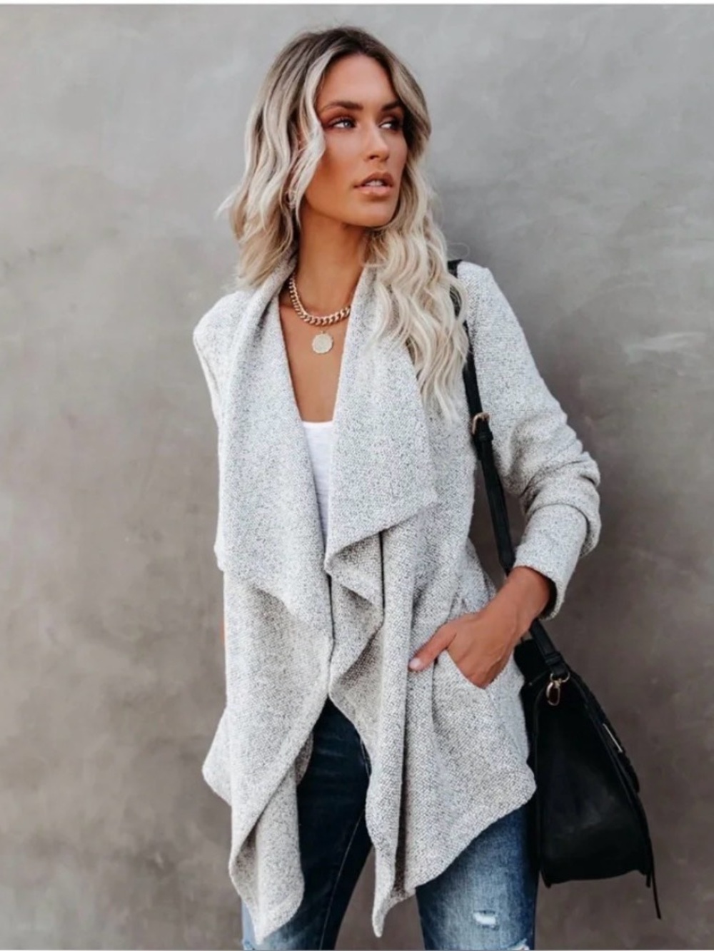 Flawless Harvard Pocketed Drape Coatigan